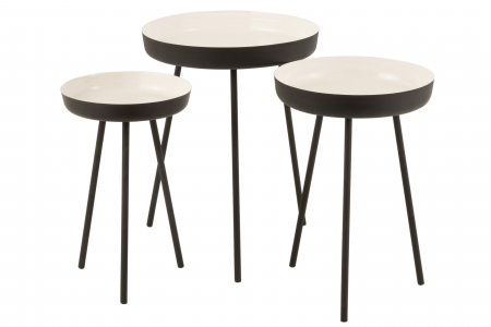 Masute - Set 3 masute, Metal, Alb, 52x52x58 cm