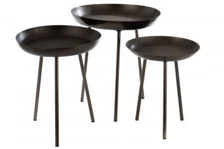 SALE % - Set 3 masute, Metal, Gri, 52x52x58 cm