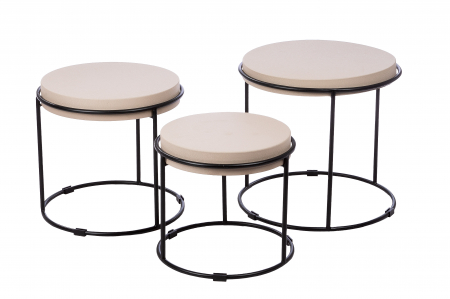 SALE % - Set 3 masute Rotonda, fier, multicolor, 47x48.5 cm