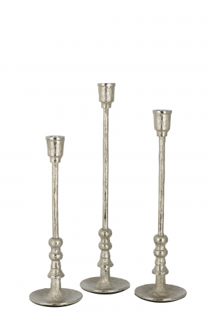 SALE % - Set 3 sfesnice Becca, Aluminiu, Argintiu, 10.5x10.5x45.5 cm
