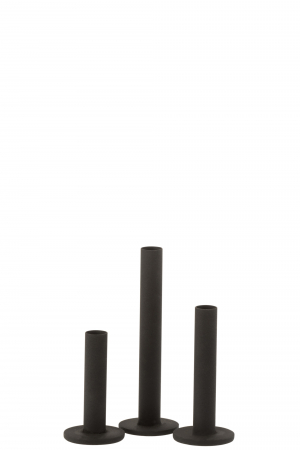 SALE % - Set 3 sfesnice Modern, Metal/Fier, Negru, 7x7x21.5 cm