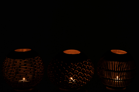 Set 3 suporturi lumanare Coconut, Bambus, Maro, 42x14x11 cm [2]