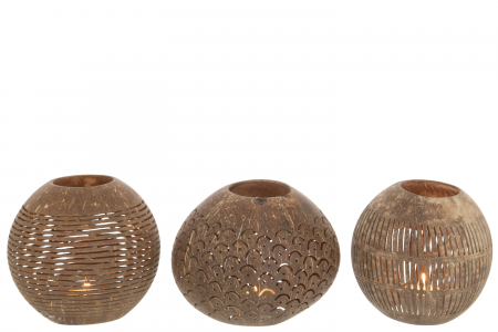 Set 3 suporturi lumanare Coconut, Bambus, Maro, 42x14x11 cm [1]