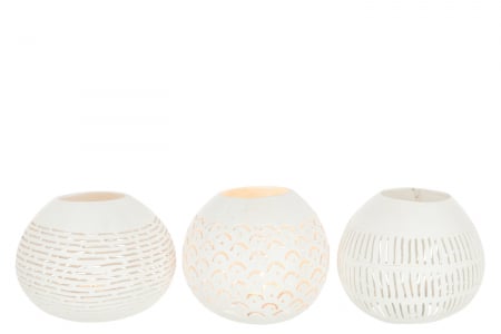 Set 3 suporturi lumanare Coconut, Rattan/Bambus, Alb, 42x15.5x12.5 cm [1]