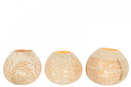 Set 3 suporturi lumanare Coconut, Rattan/Bambus, Natural, 14.5x14.5x11.5 cm [1]