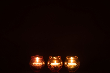 Set 3 suporturi lumanari, Sticla, Multicolor, 6x6x6.5 [2]