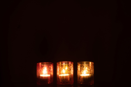 Set 3 suporturi lumanari, Sticla, Multicolor, 6x6x7.5 [3]