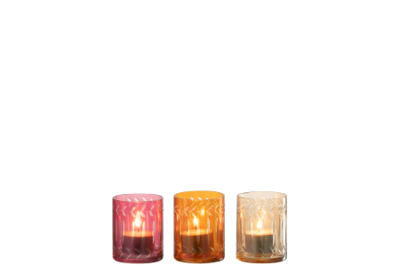 Set 3 suporturi lumanari, Sticla, Multicolor, 6x6x7.5 [1]