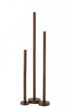 Suporturi lumanari - Set 3 suporturi pentru lumanari Jolipa, Metal, Maro, 15x15x102.5 cm