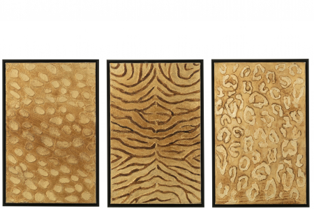 Tablouri - Set 3 tablouri asortate Animal, Canvas, Negru, 34.5x15.5x52.5 cm