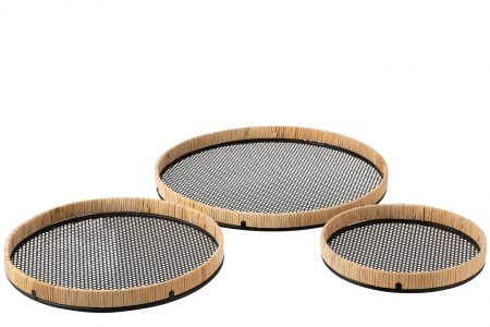 DINING - Set 3 tavi Round, Metal/Fier, Negru, 50x50x4 cm