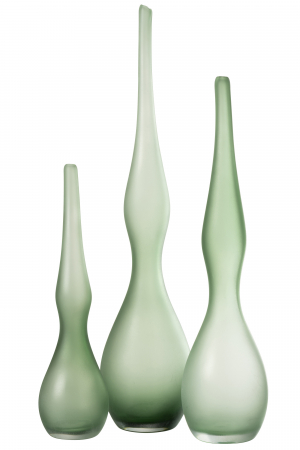 Vaze si boluri - Set 3 Vaze Adria Curved Flute Sticlă, Verde Menta, L 39| W 14| H 64 cm