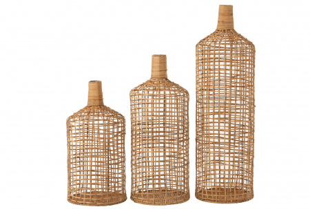 Set 3 vaze decorative Bamboo, Rattan/Bambus, Natural, 25x25x80 cm [1]
