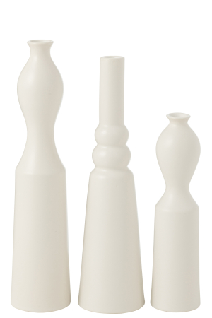 SALE % - Set 3 Vaze Leia Porțelan, Alb Mat, L 8| W 8| H 32 cm