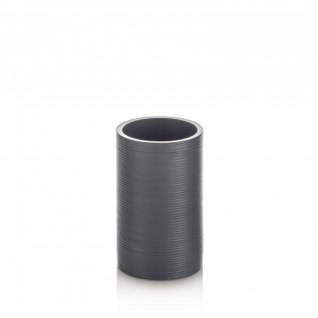 Set 4 accesorii baie FOX, Rasina/Otel /Bambus, Gri, 9.2x9.2x23.7 cm [4]
