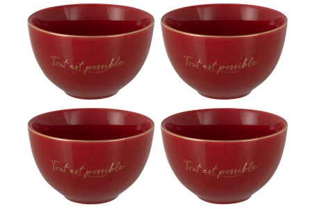 Boluri si castroane - Set 4 Boluri, Porţelan, Rosu, S