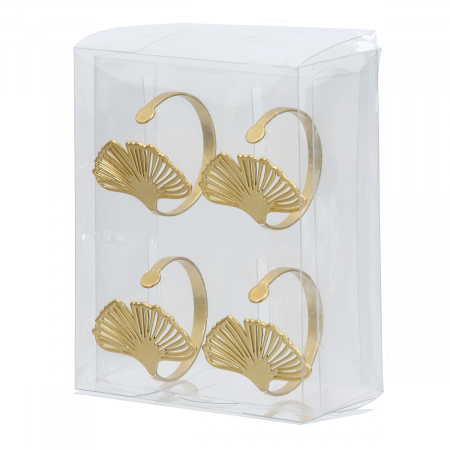 Set 4 buc, Inel Servet, Ginkgo, Ginkgo, Metal, negru, auriu, PU 6, 2 buc. asortate, L. 4 cm, D. 4 cm [2]