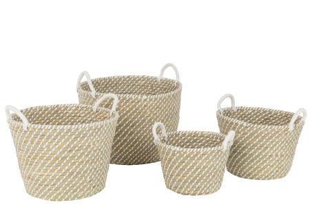 ORGANIZARE - Set 4 Coșuri cu mâner, Natur