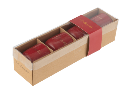 Set 4 Cupe, Porţelan, Rosu [1]