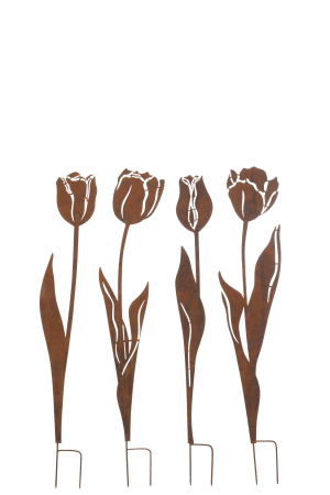 Decoratiuni terasa si gradina - Set 4 deco gradina, Metal, Maro, 14x0.5x84