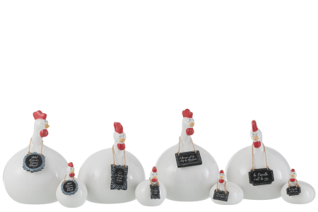 Set 4 decoratiuni Chicken Texts Chalkboards, Ceramica, Alb, 18x19.5x20 cm [1]