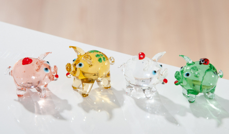 SALE % - Set 4 figurine Lucky, sticla, multicolor, 3.9x3.1x2.3 cm
