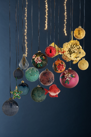 SALE % - Set 4 globulete, Sticla, Albastru, 27x27x13 cm