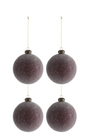 SALE % - Set 4 globulete, Sticla, Bordeaux, 10x10x10cm