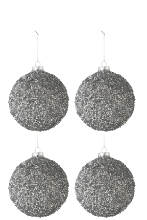 SALE % - Set 4 globulete, Sticla, Gri, 7.5x7.5x9.5