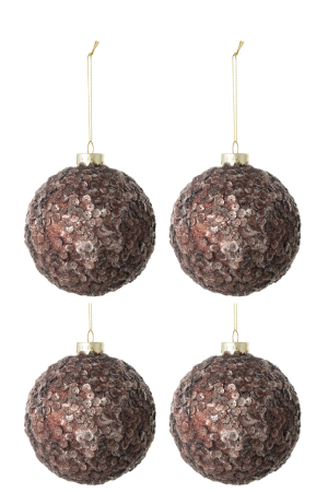 SALE % - Set 4 globulete, Sticla, Maro, 10.5x10.5x12.5