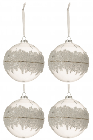 Globuri de Craciun - Set 4 globulete, Sticla, Transparent, 13x13x13.5 cm