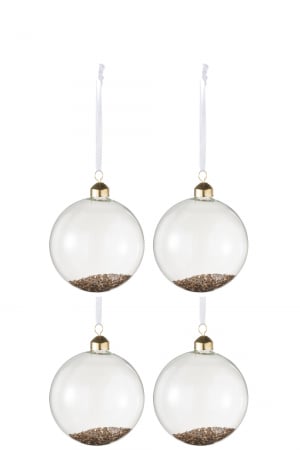 CRACIUN - Set 4 globulete, Sticla, Transparent, 24x24x11 cm