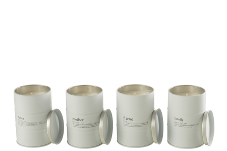 SALE % - Set 4 lumanari parfumate, Ceara, Alb, 7.5x7.5x11.5