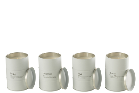 SALE % - Set 4 lumanari parfumate, Ceara, Alb, 7.5x7.5x11.5