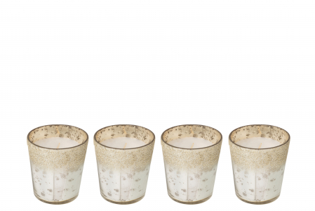 Set 4 lumanari parfumate, Sticla, Argintiu, 6.5x6.5x7 cm [1]