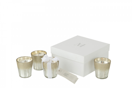 SALE % - Set 4 lumanari parfumate, Sticla, Argintiu, 6.5x6.5x7 cm