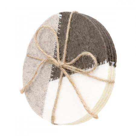 Set 4 piese, Coaster, rotund, Melano, Pâslă, crem, PU 8, 2 buc. asortat, D. 9,7 cm [2]
