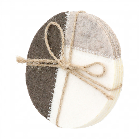 Set 4 piese, Coaster, rotund, Melano, Pâslă, crem, PU 8, 2 buc. asortat, D. 9,7 cm [1]