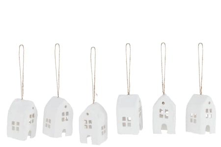 Globuri de Craciun - Set 6 Case glob, Alb