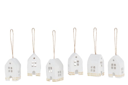 Globuri de Craciun - Set 6 Case glob, Alb