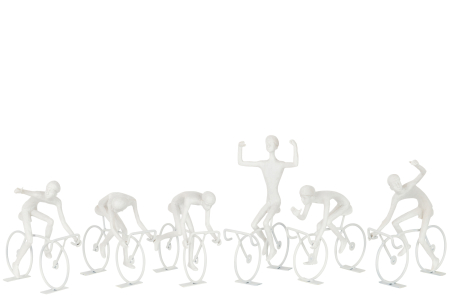 SALE % - Set 6 figurine Cyclists, Rasina, Alb, 21x12.5x27.5 cm