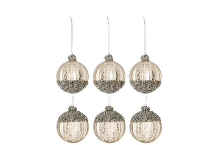 SALE % - Set 6 globulete, Sticla, Argintiu, 29x20x9.5 cm