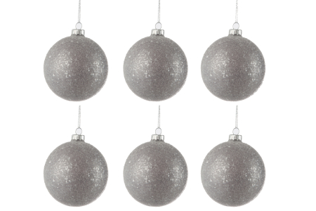 SALE % - Set 6 globulete, Sticla, Gri, 8x8x8 cm