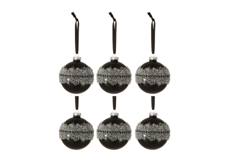 SALE % - Set 6 globulete, Sticla, Negru, 8x8x8 cm