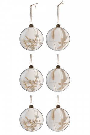 Globuri de Craciun - Set 6 globulete, Sticla, Transparent, 36x24.5x5 cm