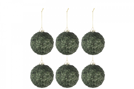 IN STOC - Set 6 globulete, Sticla, Verde, 8.5x8.5x10