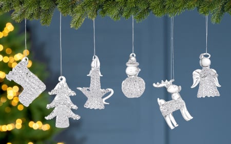 ORGANIZARE - Set 6, Umeras, "Weihnachtsornamente", Sticla, transparenta, PU 6, H. 5 cm