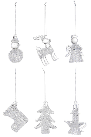 Set 6, Umeras, "Weihnachtsornamente", Sticla, transparenta, PU 6, H. 5 cm [2]