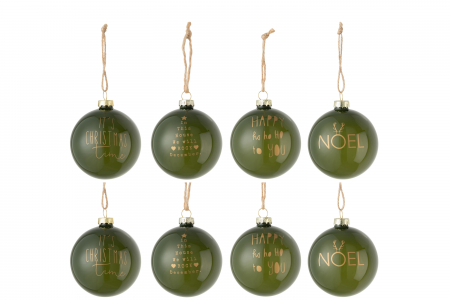 IN STOC - Set 8 globulete, Sticla, Verde, 8.5x8.5x8.5