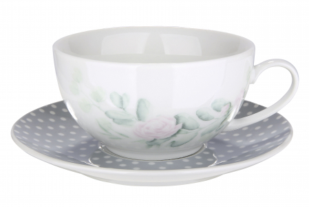 IN STOC - Set ceasca cu farfurie BOTANIC CHIC, portelan